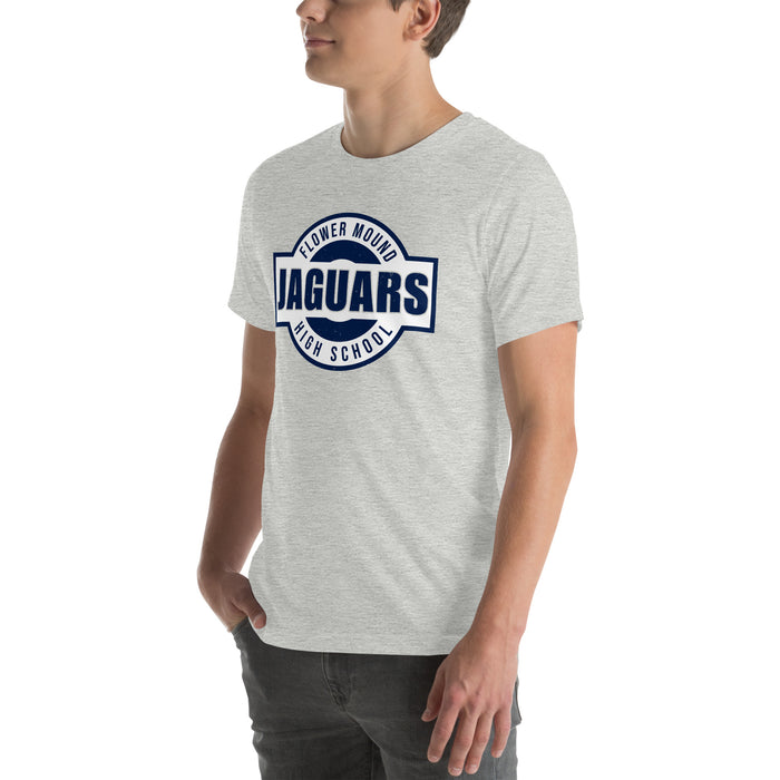 Man wearing Flower Mound High School Jaguars Athletic Grey Premium T-shirt 011