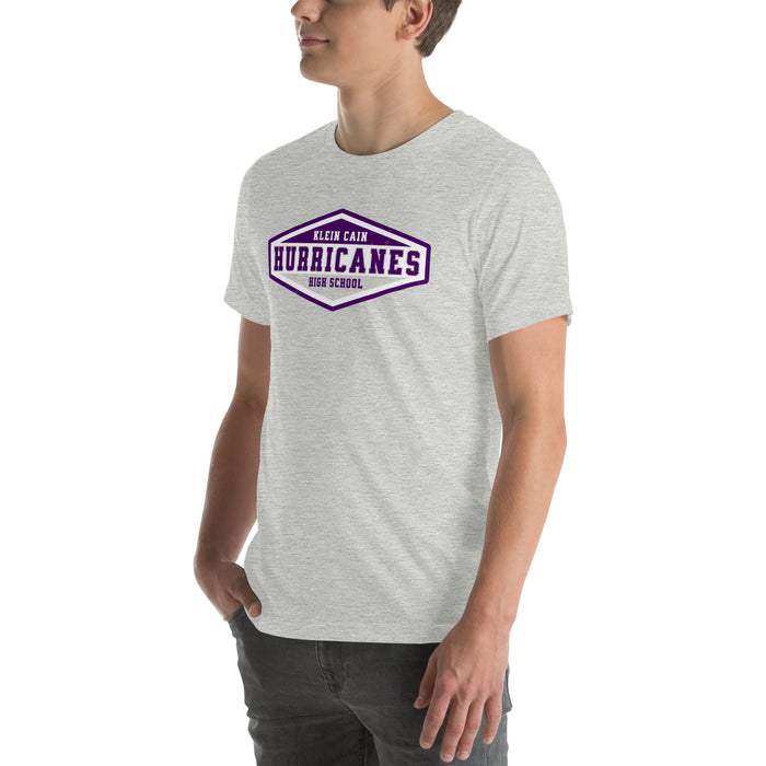 Man wearing Klein Cain High School Hurricanes Heather Grey Premium Unisex T-shirt 009