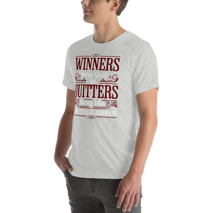 Man wearing Lewisville High School Farmers Grey Premium Unisex T-shirt 237