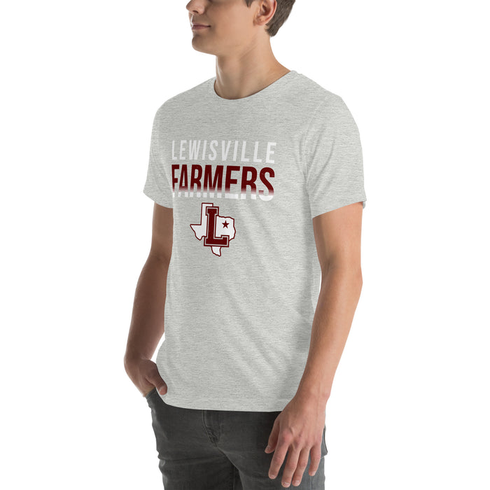 Man wearing Lewisville High School Farmers Grey Premium Unisex T-shirt 024