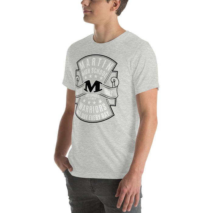 Man wearing Martin High School Warriors Grey Premium Unisex T-shirt 207