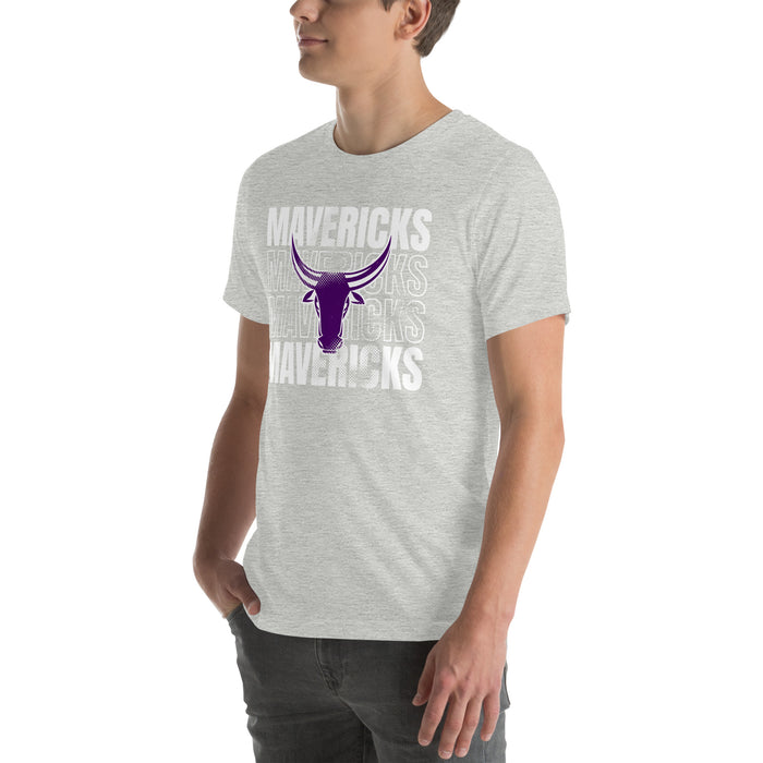 Man wearing Morton Ranch High School Mavericks Premium Grey Unisex T-shirt 233