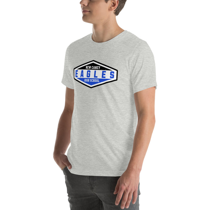 Man wearing New Caney High School Eagles Grey Premium Unisex T-shirt 009