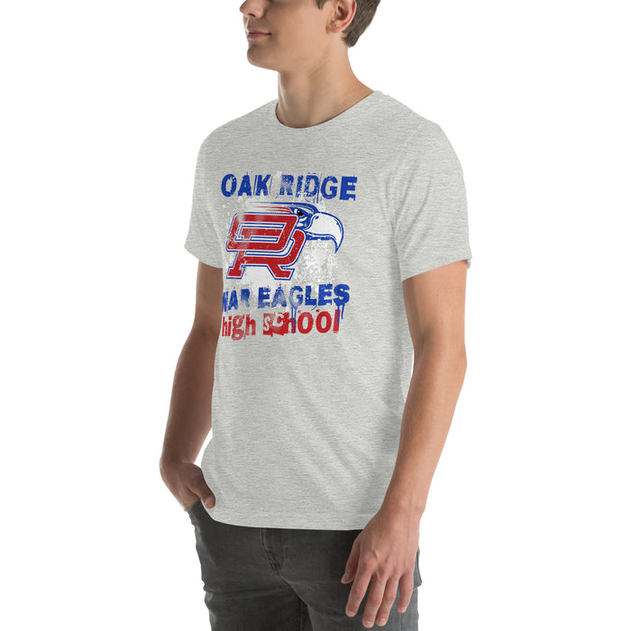 Man wearing Oak Ridge High School War Eagles Grey Premium Unisex T-shirt 205