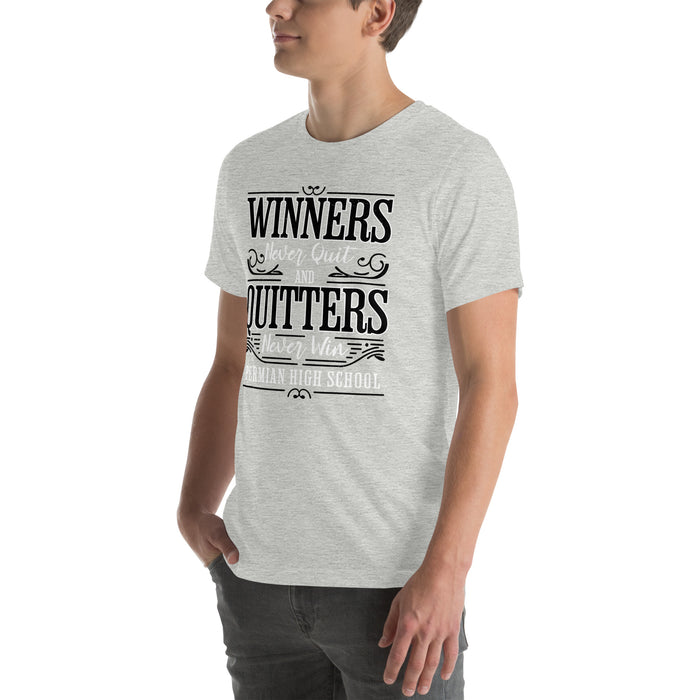 Man wearing Permian High School Panthers Grey Premium Unisex T-shirt 237