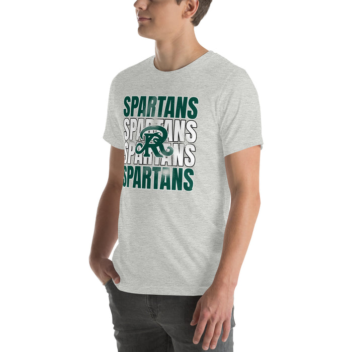 Man wearing Reagan High School Rattlers Grey Premium Unisex T-shirt 233