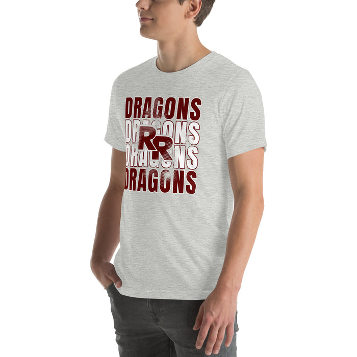 Man wearing Round Rock High School Dragons Grey Premium Unisex T-shirt 233