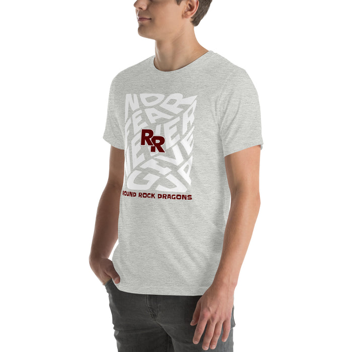 Man wearing Round Rock High School Dragons Grey Premium Unisex T-shirt 236