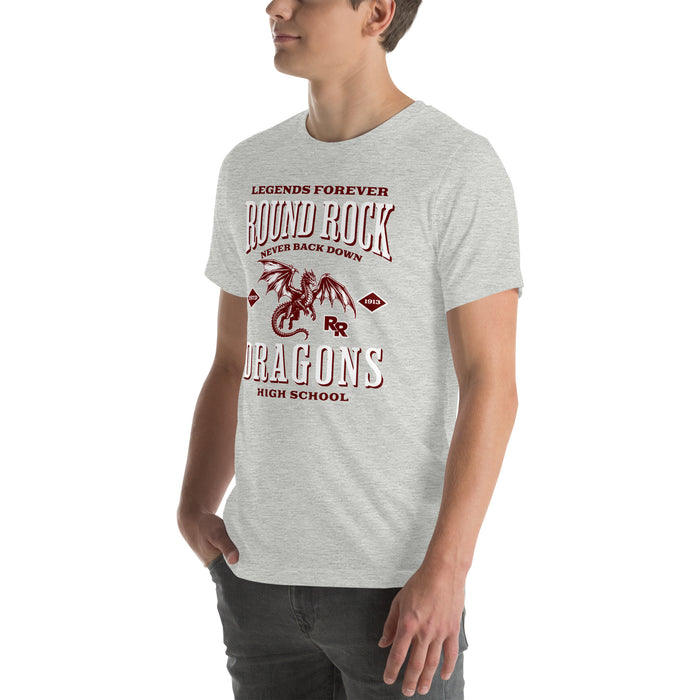 Man wearing Round Rock High School Dragons Grey Premium Unisex T-shirt 230