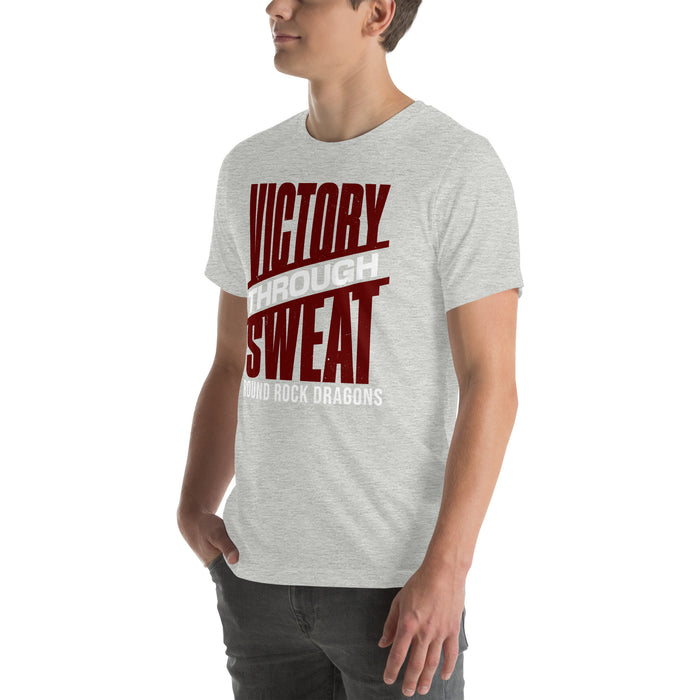 Man wearing Round Rock High School Dragons Grey Premium Unisex T-shirt 241