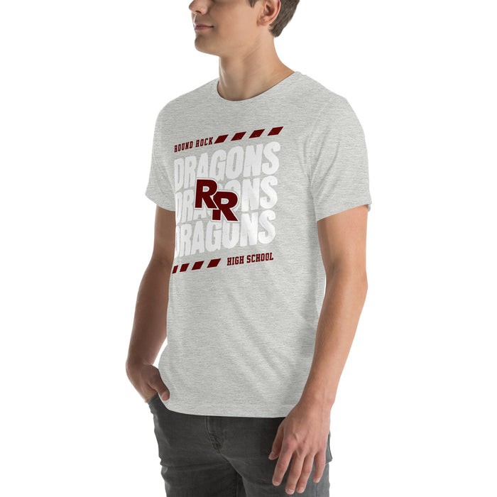 Man wearing Round Rock High School Dragons Grey Premium Unisex T-shirt 223
