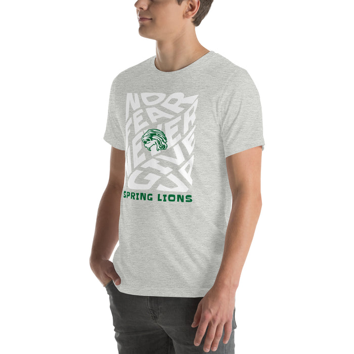 Man wearing Spring High School Lions Grey Premium Unisex T-shirt 236