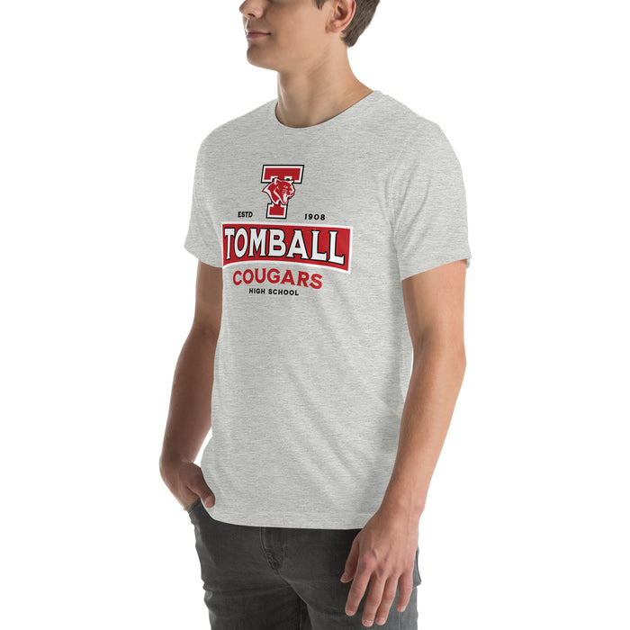 Man wearing Tomball High School Cougars Grey Premium Unisex T-shirt 202