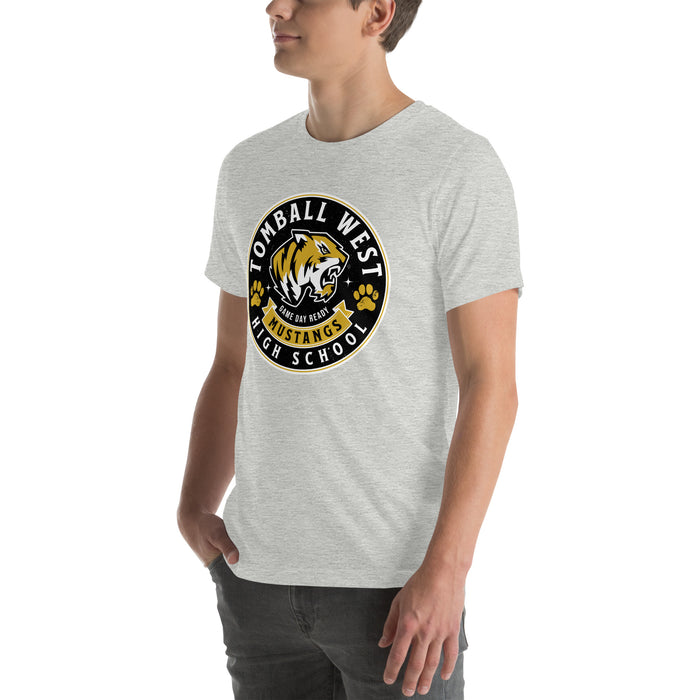 Man wearing Tomball West High School Tigers Grey Premium Unisex T-shirt 215