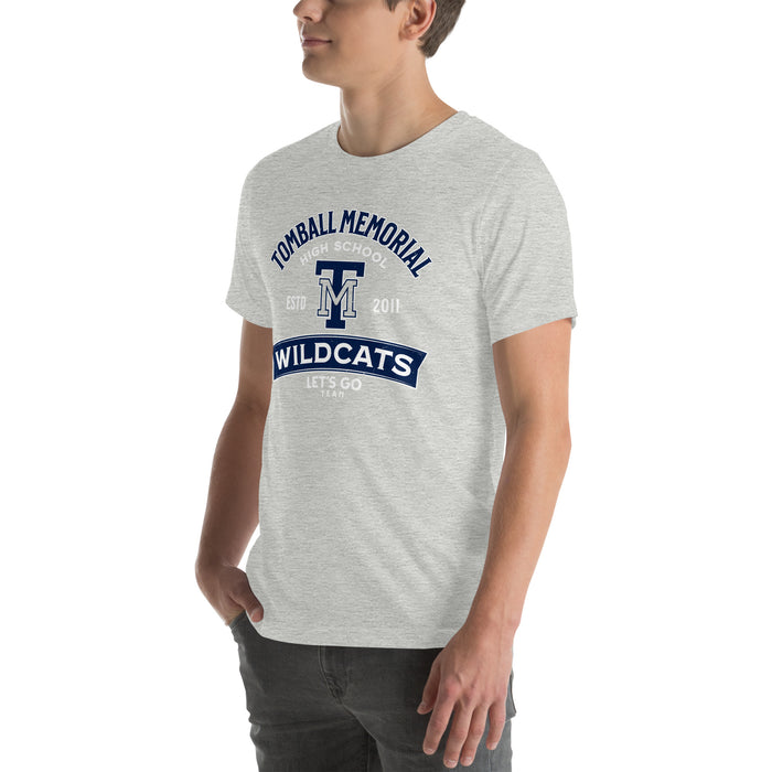 Man wearing Tomball Memorial High School Wildcats Grey Premium Unisex T-shirt 221