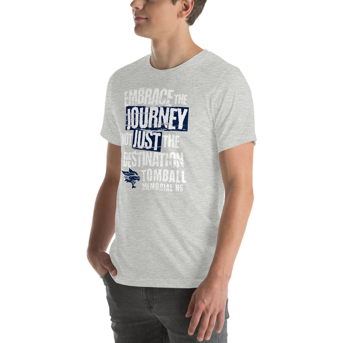 Man wearing Tomball Memorial High School Wildcats Grey Premium Unisex T-shirt 232