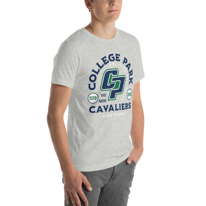 Man wearing a College Park High School Cavaliers Premium Athletic Heather Unisex T-shirt 207