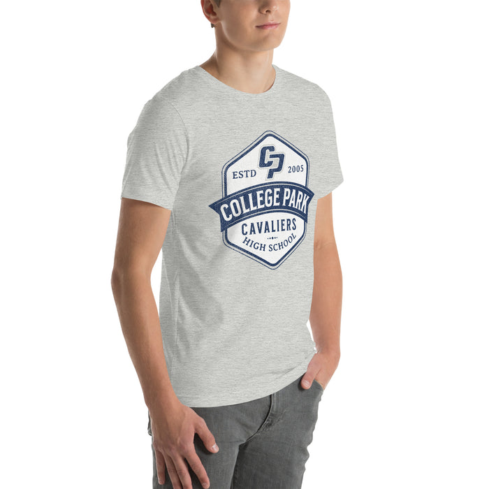 Man wearing a College Park High School Cavaliers Premium Athletic Heather Unisex T-shirt 216