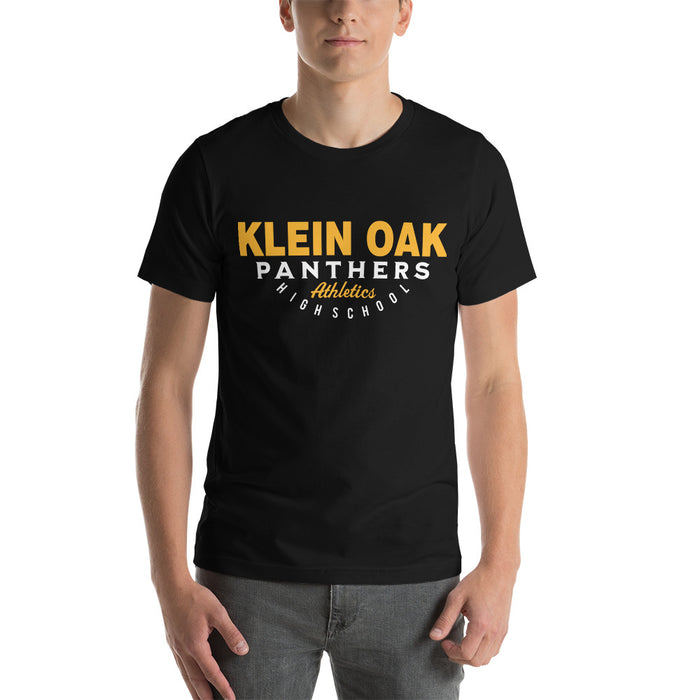 Man wearing a Klein Oak High School Panthers Premium Unisex T-shirt 12