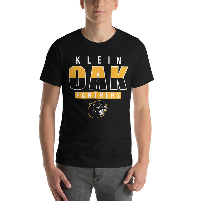 Man wearing a Klein Oak High School Panthers Premium Black Unisex T-shirt 23