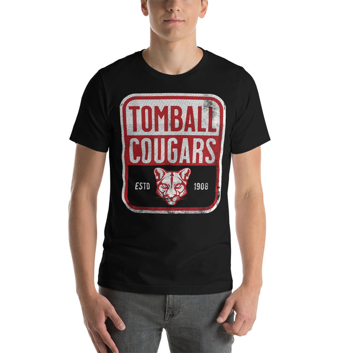 Man wearing a Tomball High School Cougars Premium Black Unisex T-shirt 01