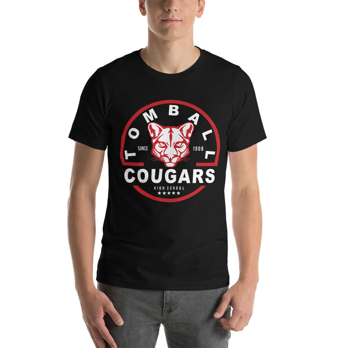 Man wearing a Tomball High School Cougars Premium Black Unisex T-shirt 04