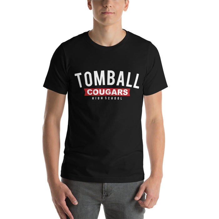 Man wearing a Tomball High School Cougars Premium Black Unisex T-shirt 21