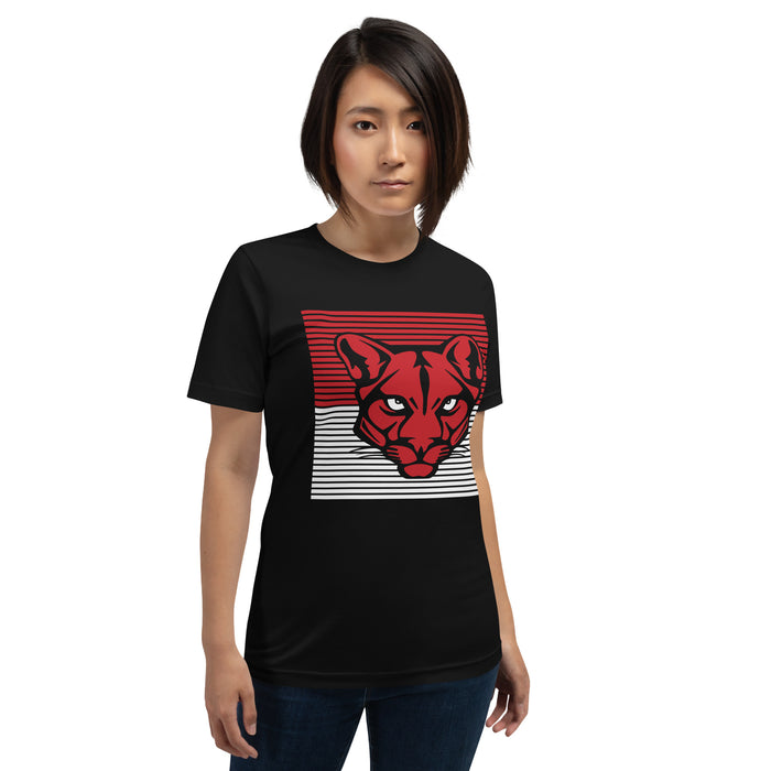 Woman wearing a Tomball High School Cougars Premium Black Unisex T-shirt 27