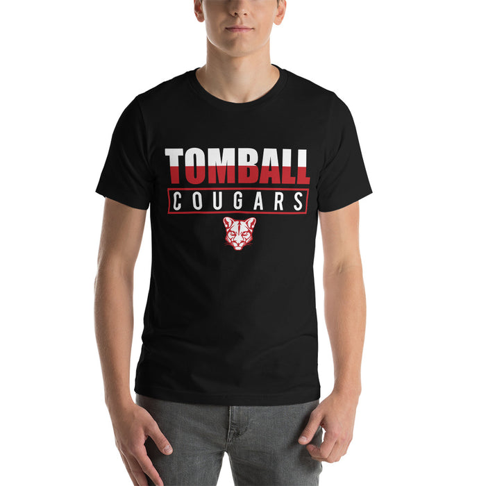 Man wearing a Tomball High School Cougars Premium Black Unisex T-shirt 29