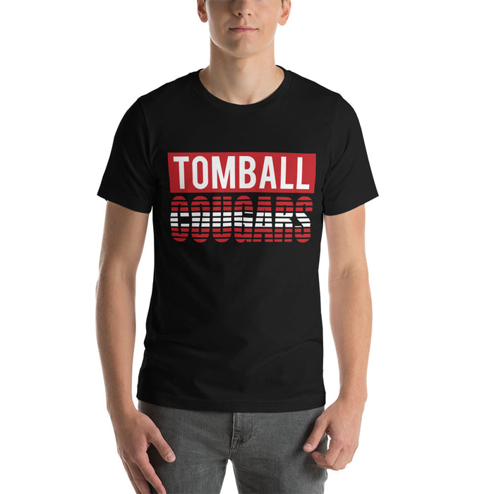 Man wearing a Tomball High School Cougars Premium Black Unisex T-shirt 35