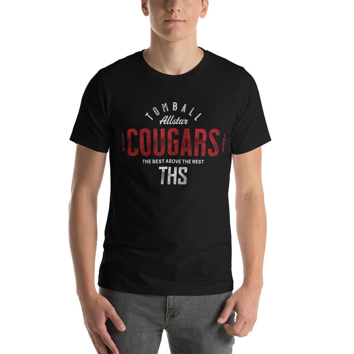 Man wearing a Tomball High School Cougars Premium Black Unisex T-shirt 40