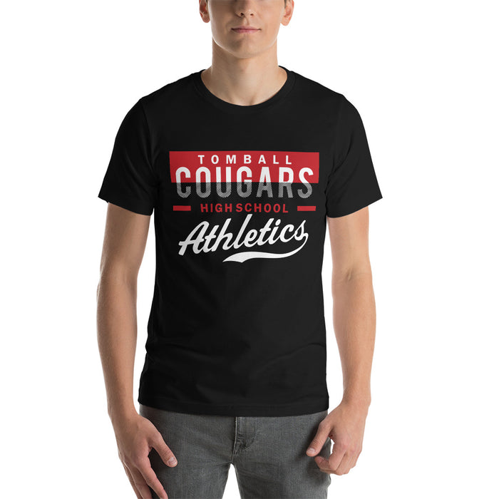 Man wearing a Tomball High School Cougars Premium Black Unisex T-shirt 48