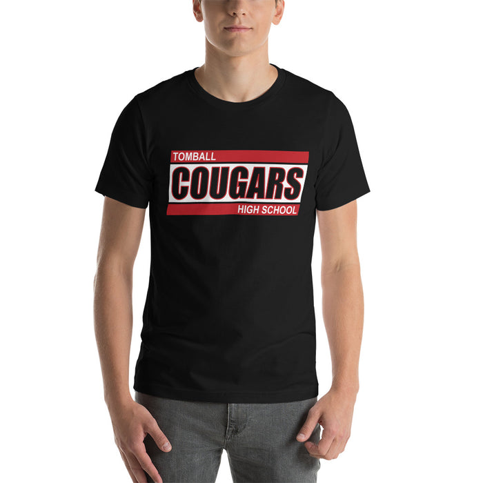 Man wearing a Tomball High School Cougars Premium Black Unisex T-shirt 72