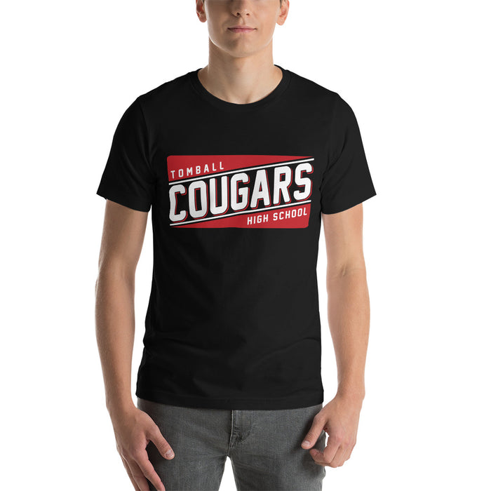 Man wearing a Tomball High School Cougars Premium Black Unisex T-shirt 84