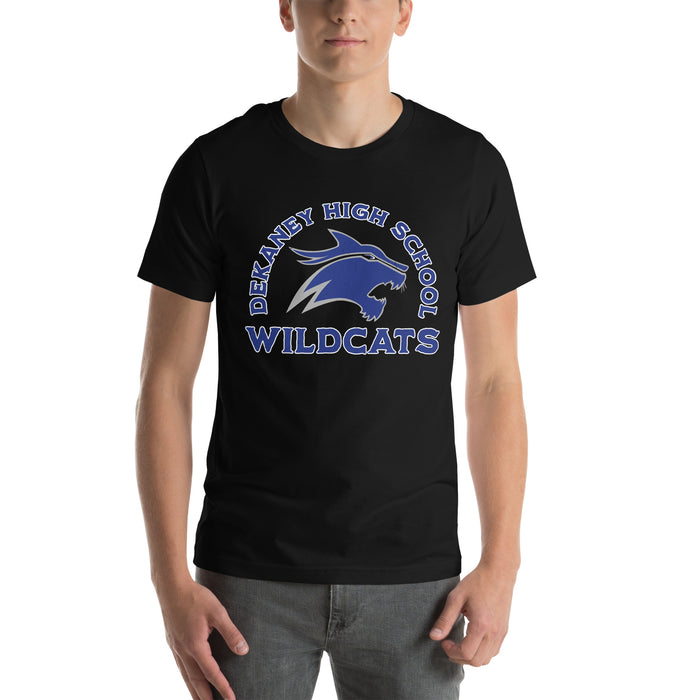 Man wearing Dekaney High School Wildcats Black Premium Unisex T-shirt 208