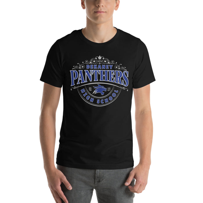 Man wearing Dekaney High School Wildcats Black Premium Unisex T-shirt 211