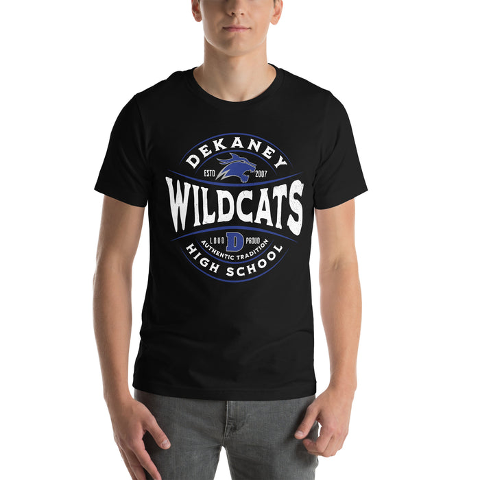 Man wearing Dekaney High School Wildcats Black Premium Unisex T-shirt 218