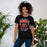 Woman wearing Del Valle High School Cardinals Black Premium Unisex T-shirt 204