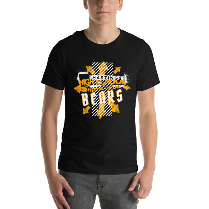 Student wearing Hastings High School Bears Black Premium Unisex T-shirt 210