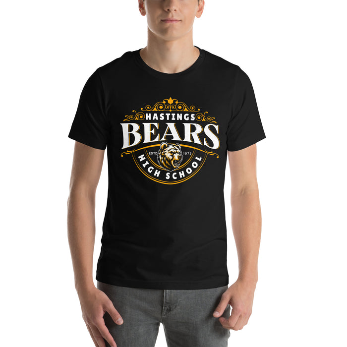 Man wearing Hastings High School Bears Black Premium Unisex T-shirt 211