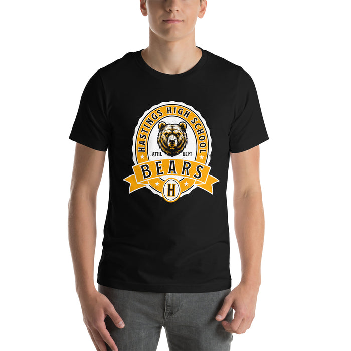 Man Wearing Hastings High School Bears Black Premium Unisex T-shirt 212