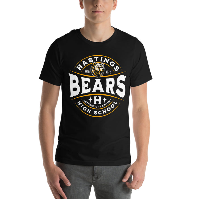 Student wearing Hastings High School Bears Black Premium Unisex T-shirt 218