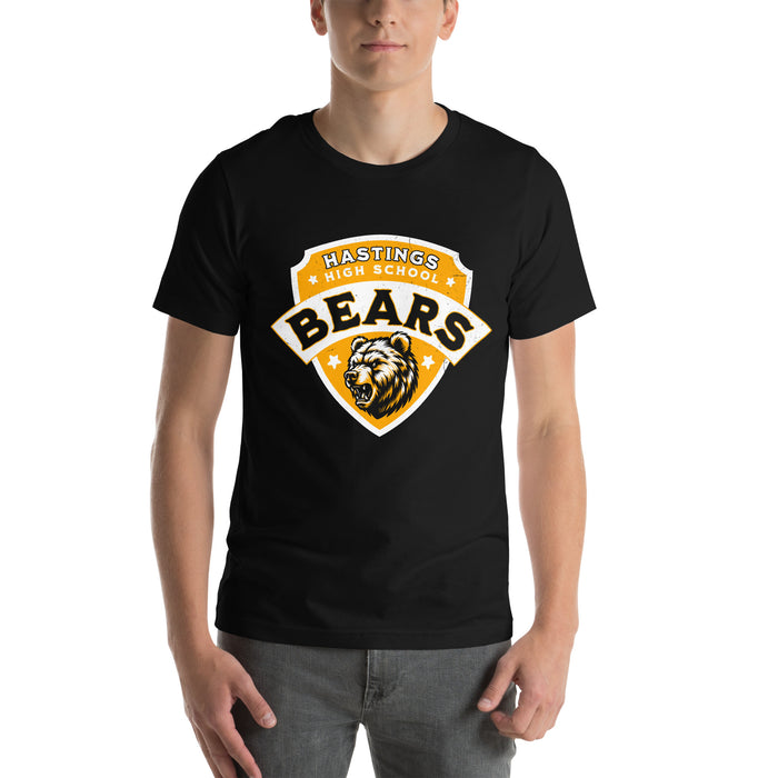 Student wearing Hastings High School Bears Black Premium Unisex T-shirt 221