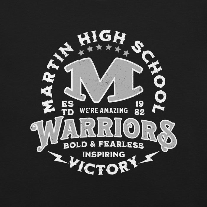 Close-up view of Martin High School Warriors Black Premium Unisex T-shirt 206