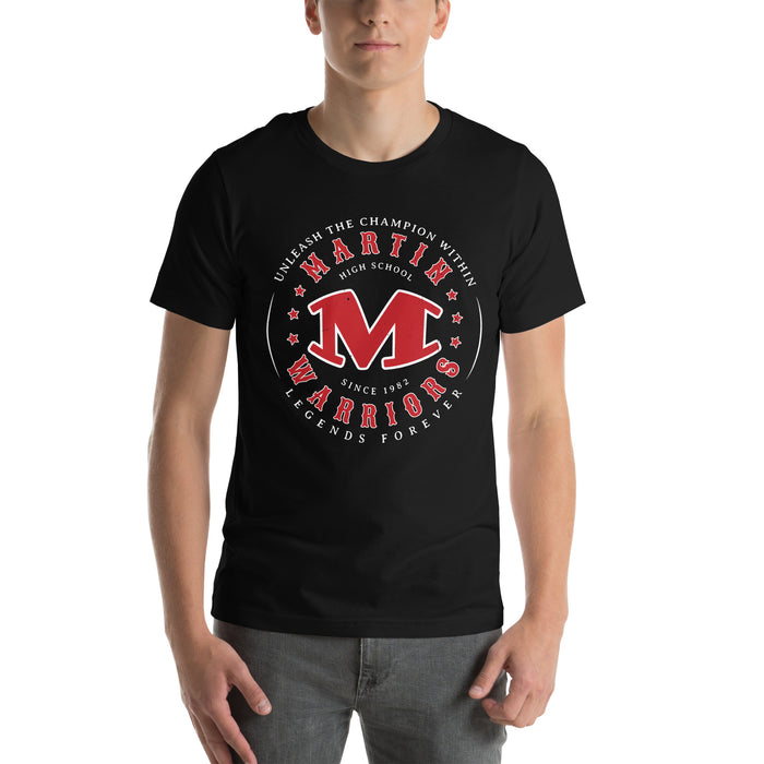 Man wearing Martin High School Warriors Black Premium Unisex T-shirt 214