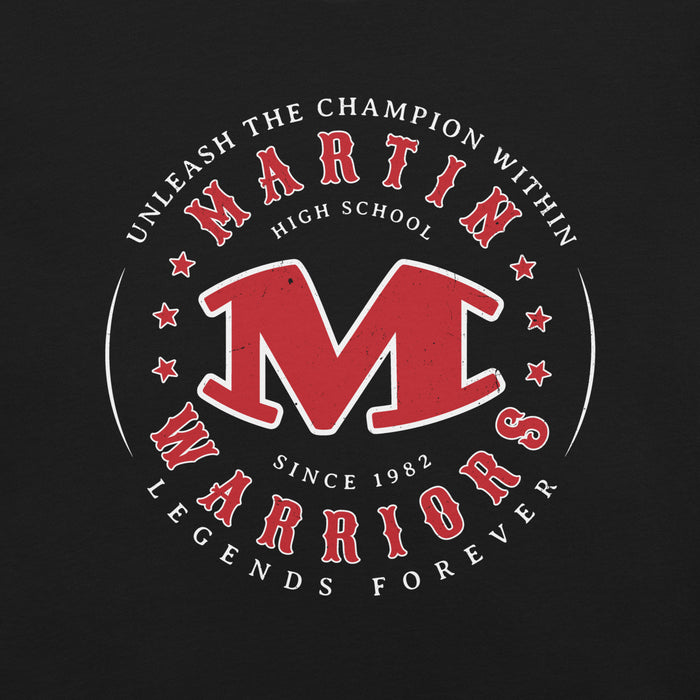 Close-up view of Martin High School Warriors Black Premium Unisex T-shirt 214