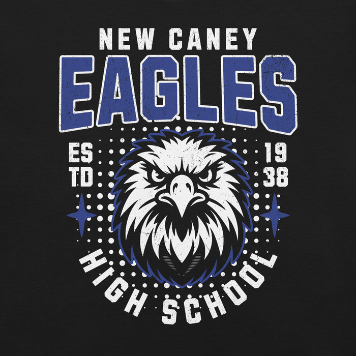 Close-up view of New Caney High School Eagles Black Premium Unisex T-shirt 204