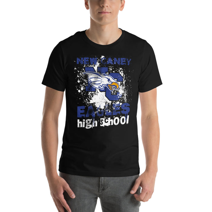 Man wearing New Caney High School Eagles Black Premium Unisex T-shirt 205