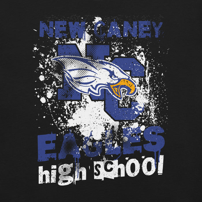 Close-up view of New Caney High School Eagles Black Premium Unisex T-shirt 205