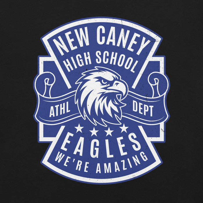 Close-up view of New Caney High School Eagles Black Premium Unisex T-shirt 207